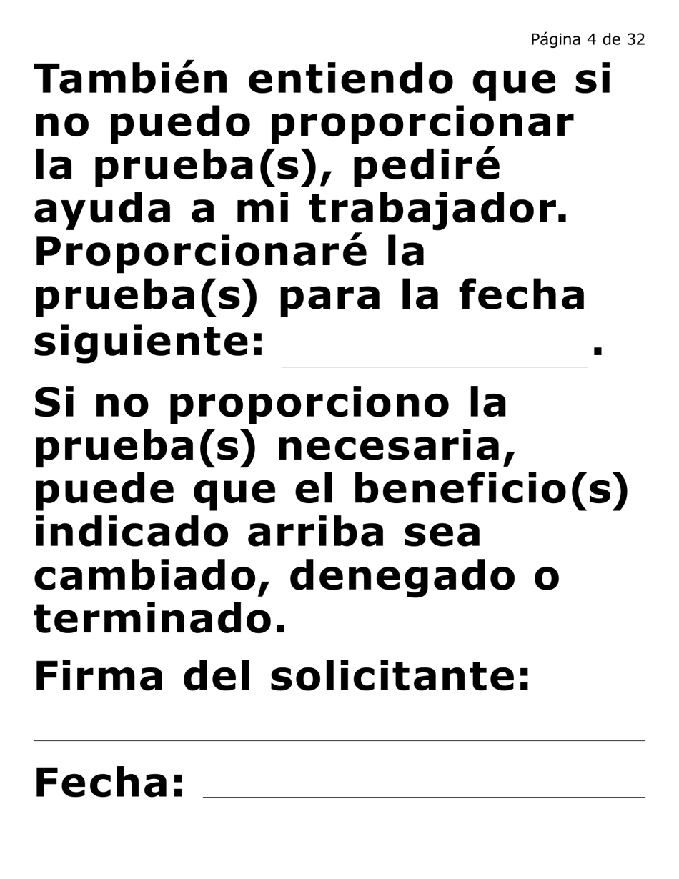 Formulario FAA-0077A-SXLP Solicitud De Informacion Y Acuerdo Para Proporcionar Informacion Que Falta - Letra Extra Grande - Arizona (Spanish), Page 4