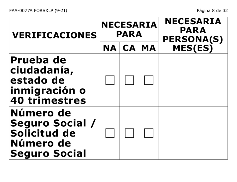 Formulario FAA-0077A-SXLP Solicitud De Informacion Y Acuerdo Para Proporcionar Informacion Que Falta - Letra Extra Grande - Arizona (Spanish), Page 8