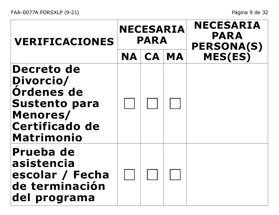 Formulario FAA-0077A-SXLP Solicitud De Informacion Y Acuerdo Para Proporcionar Informacion Que Falta - Letra Extra Grande - Arizona (Spanish), Page 9