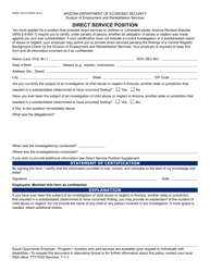 Document preview: Form DERS-1057A Direct Service Position - Arizona