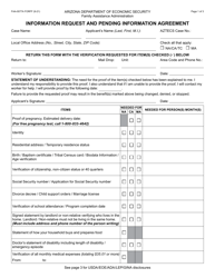 Form FAA-0077A Information Request and Pending Information Agreement - Arizona