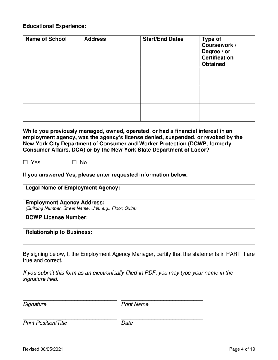 Employment Agency Self-certification - New York City, Page 4