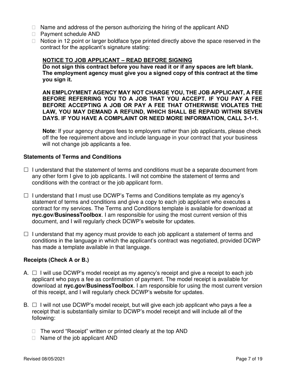 Employment Agency Self-certification - New York City, Page 7