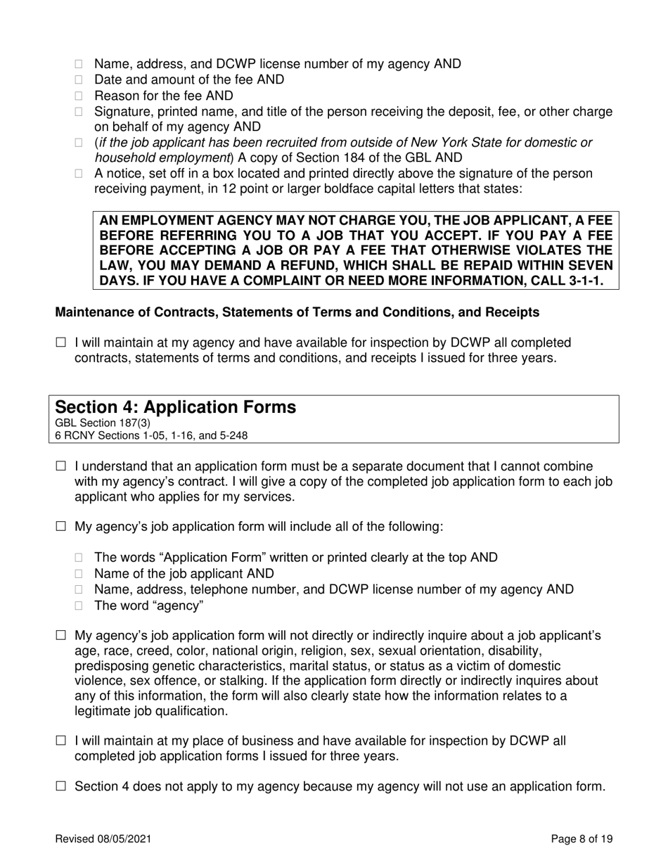 Employment Agency Self-certification - New York City, Page 8