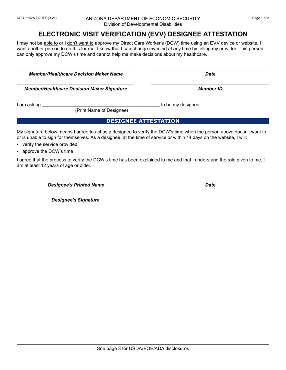 Form DDD2102A Fill Out, Sign Online and Download Fillable PDF