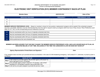 Form DDD-2099A Electronic Visit Verification (Evv) Member Contingency/Back-Up Plan - Arizona