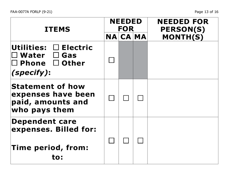 Form FAA-0077A-LP Information Request and Pending Information Agreement - Large Print - Arizona, Page 13