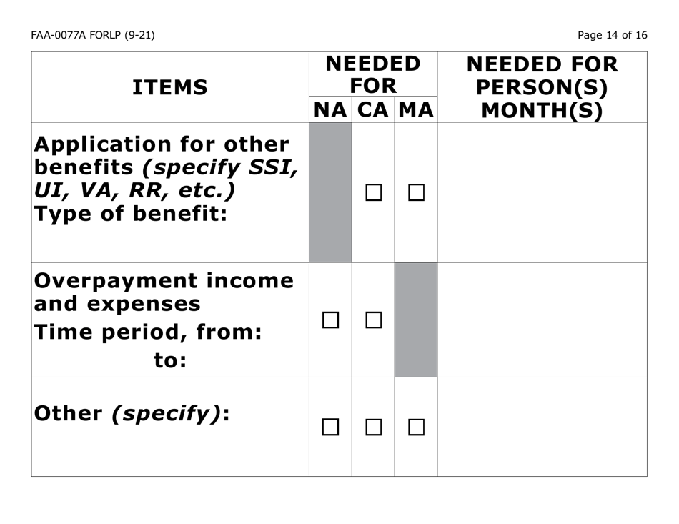 Form FAA-0077A-LP Information Request and Pending Information Agreement - Large Print - Arizona, Page 14
