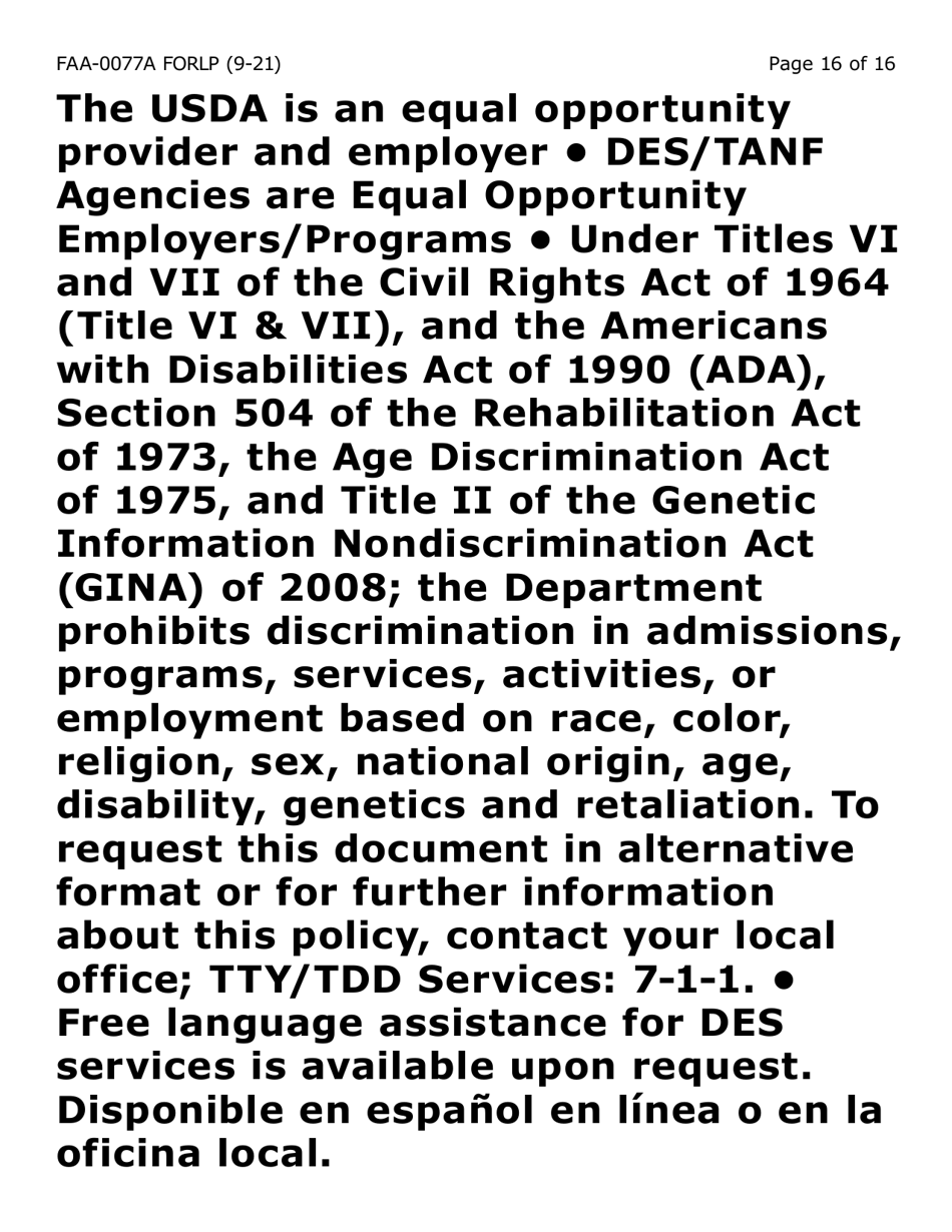 Form FAA-0077A-LP Information Request and Pending Information Agreement - Large Print - Arizona, Page 16