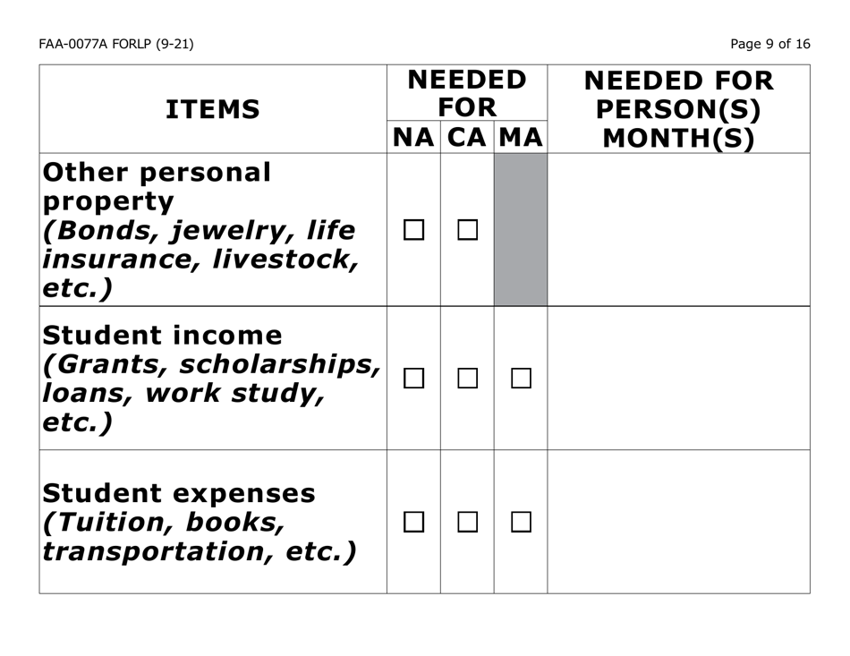 Form FAA-0077A-LP Information Request and Pending Information Agreement - Large Print - Arizona, Page 9