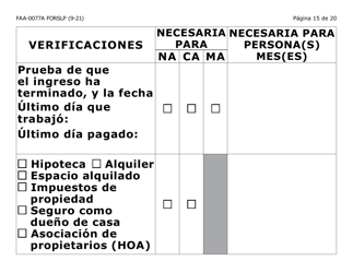 Formulario FAA-0077A-SLP Solicitud De Informacion Y Acuerdo Para Proporcionar Informacion Que Falta - Letra Grande - Arizona (Spanish), Page 15