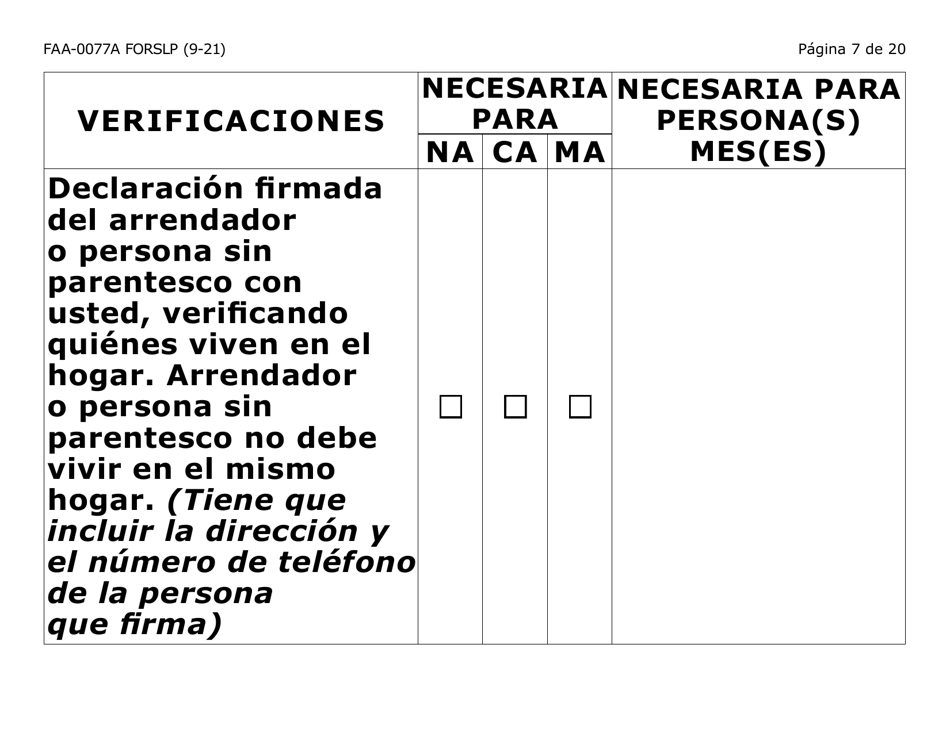 Formulario FAA-0077A-SLP Solicitud De Informacion Y Acuerdo Para Proporcionar Informacion Que Falta - Letra Grande - Arizona (Spanish), Page 7