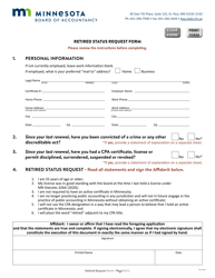 Retired Status Request Form - Minnesota, Page 2
