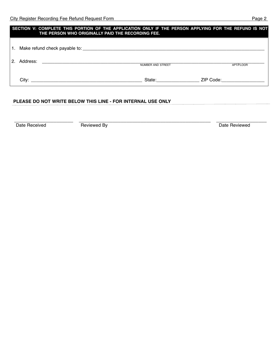 City Register Recording Fee Refund Request - New York City, Page 2