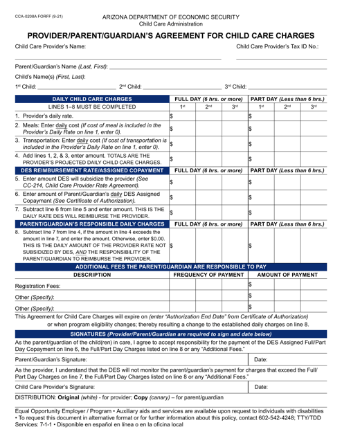 Form CCA-0208A  Printable Pdf