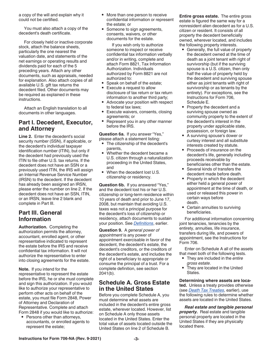 Instructions for IRS Form 706-NA United States Estate (And Generation-Skipping Transfer) Tax Return Estate of Nonresident Not a Citizen of the United States, Page 3