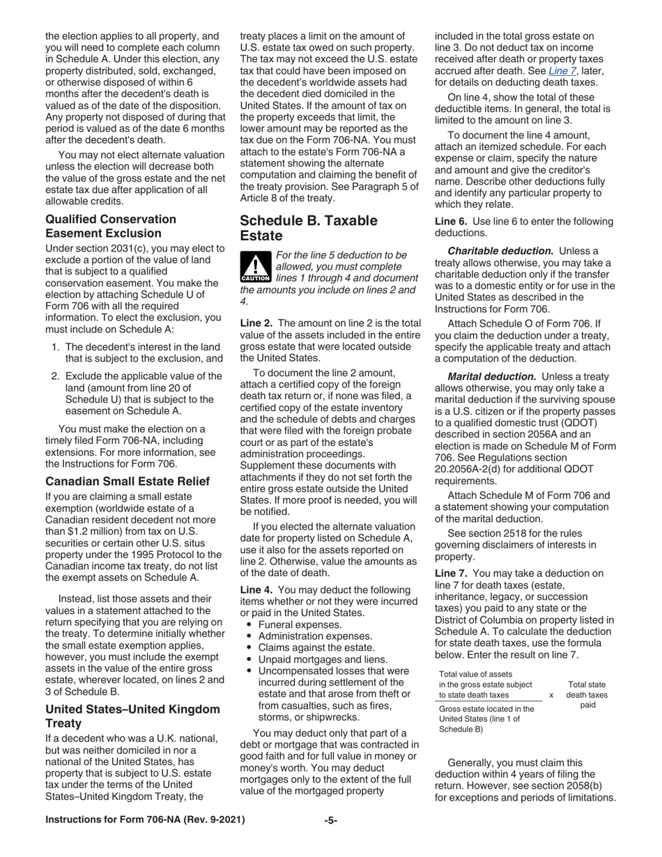Instructions for IRS Form 706-NA United States Estate (And Generation-Skipping Transfer) Tax Return Estate of Nonresident Not a Citizen of the United States, Page 5
