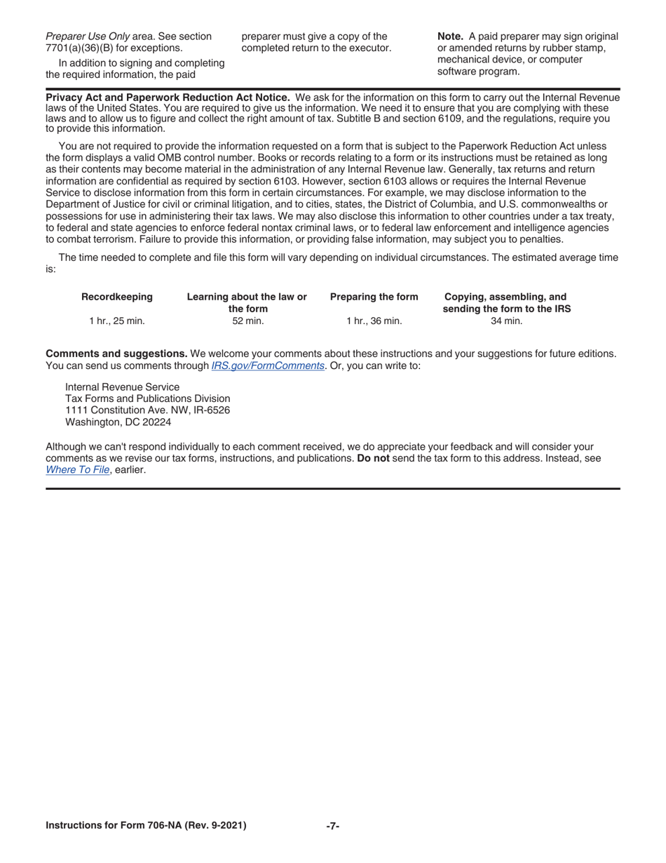 Instructions for IRS Form 706-NA United States Estate (And Generation-Skipping Transfer) Tax Return Estate of Nonresident Not a Citizen of the United States, Page 7