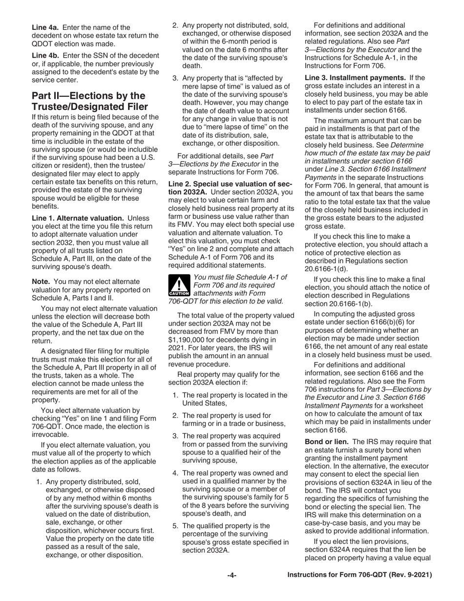 Instructions for IRS Form 706-QDT U.S. Estate Tax Return for Qualified Domestic Trusts, Page 4