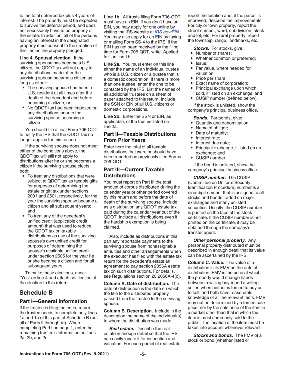 Instructions for IRS Form 706-QDT U.S. Estate Tax Return for Qualified Domestic Trusts, Page 5