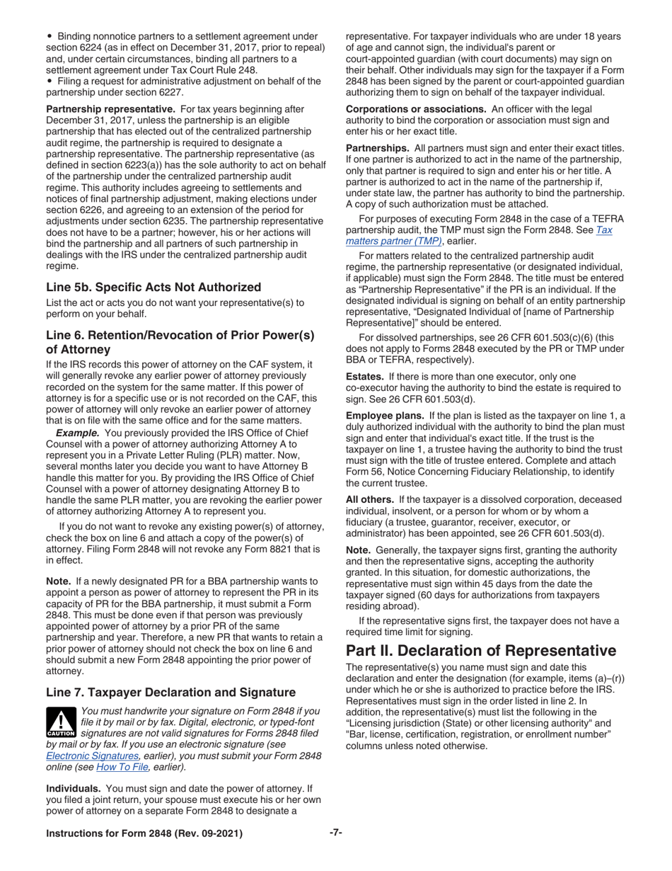 Instructions for IRS Form 2848 Power of Attorney and Declaration of Representative, Page 7
