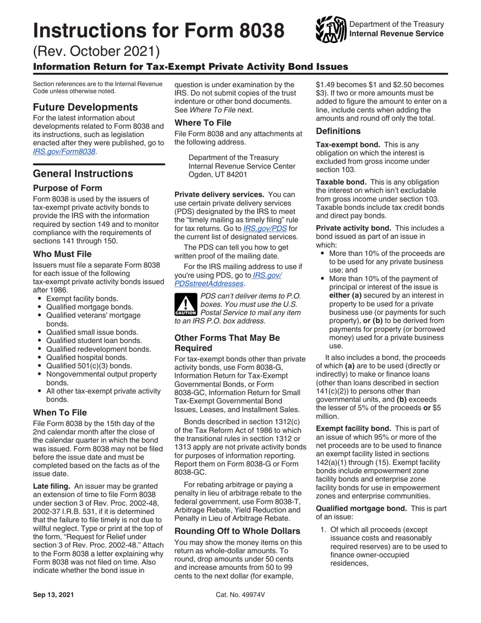 Instructions for IRS Form 8038 Information Return for Tax-Exempt Private Activity Bond Issues, Page 1