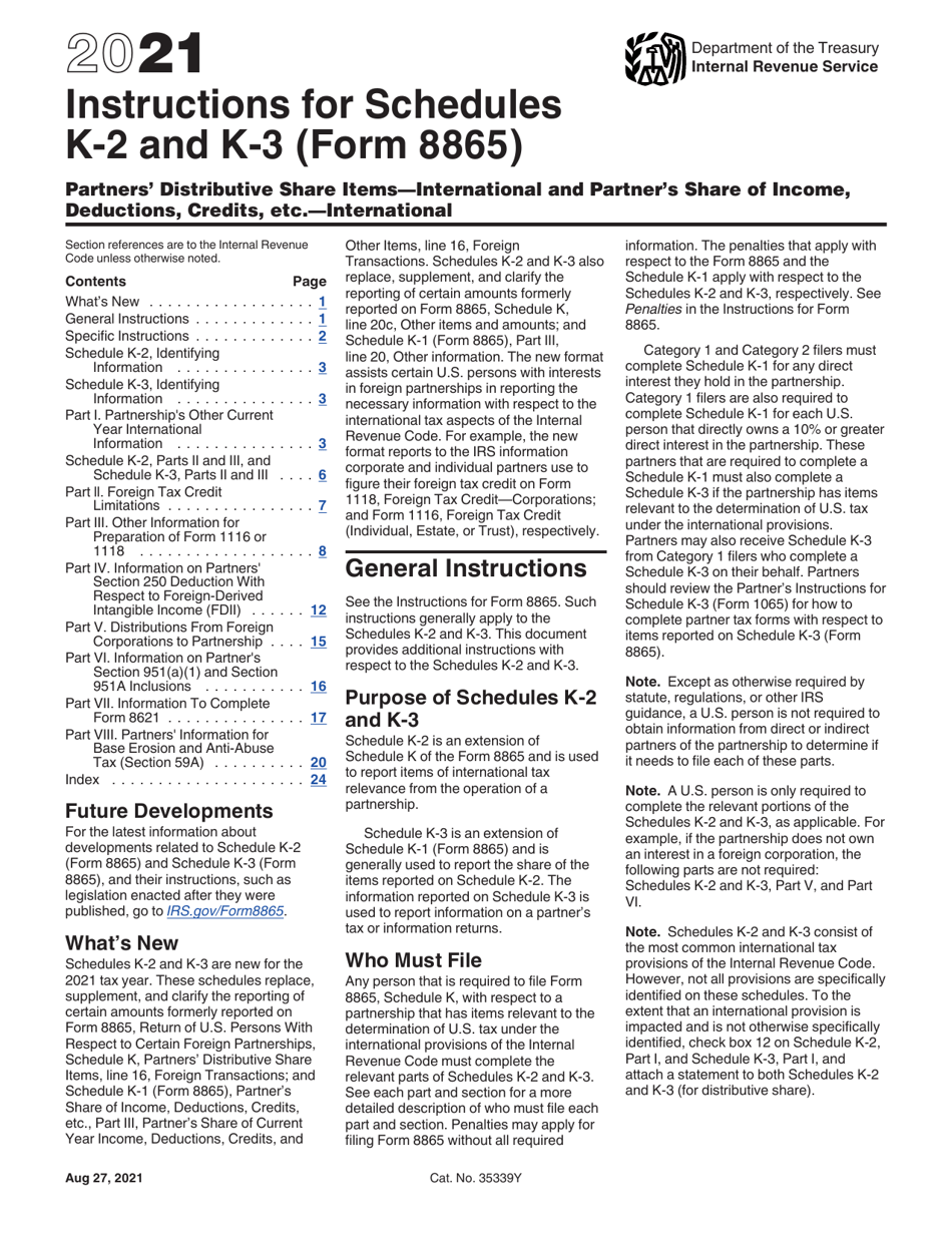 Instructions for IRS Form 8865 Schedule K-2, K-3, Page 1