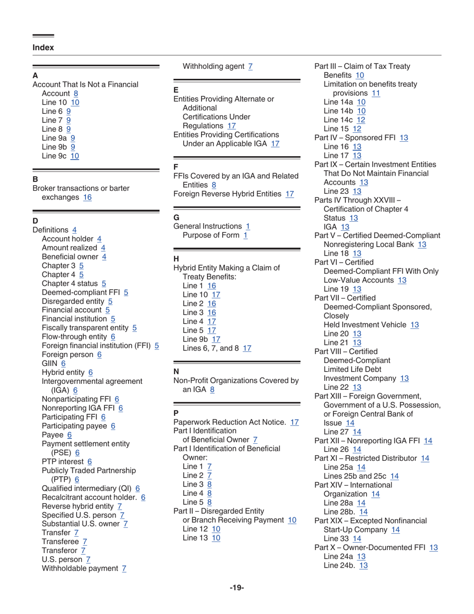 Instructions for IRS Form W-8BEN-E Certificate of Status of Beneficial Owner for United States Tax Withholding and Reporting (Entities), Page 19