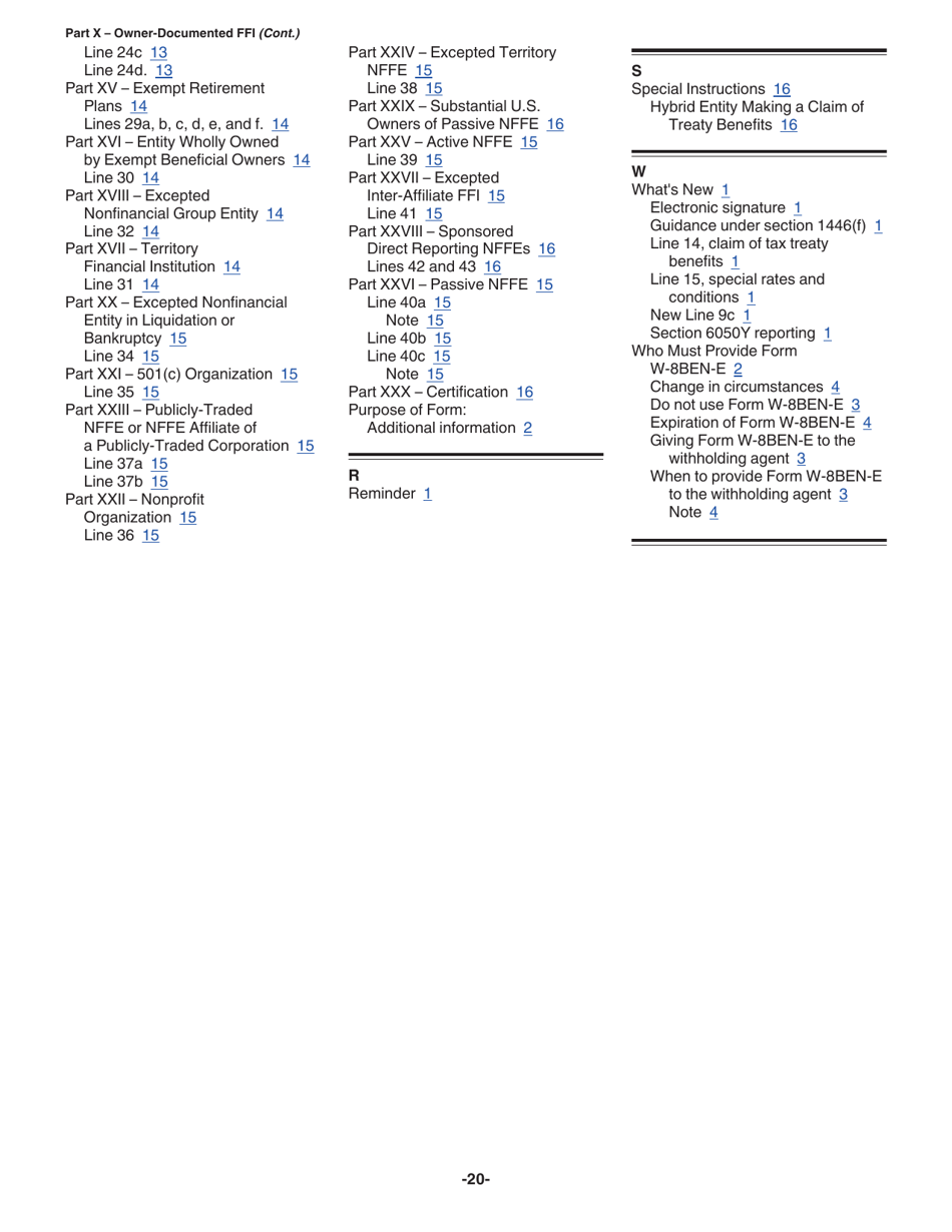 Instructions for IRS Form W-8BEN-E Certificate of Status of Beneficial Owner for United States Tax Withholding and Reporting (Entities), Page 20