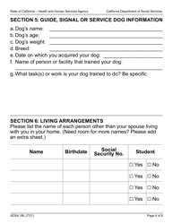 Form ADSA1BL Application for Benefits for Recipients of Social Security Disability Insurance (Ssdi) Benefits - Assistance Dog Special Allowance (Adsa) Program - Large Print - California, Page 4