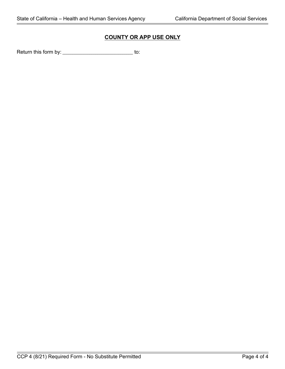 Form CCP4 Health and Safety Self-certification (For License-Exempt Providers) - California, Page 4