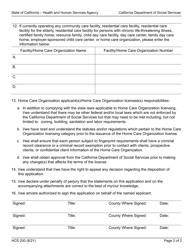 Form HCS200 Application for a Home Care Organization License - California, Page 2