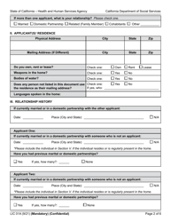 Form LIC01A Resource Family Application - California, Page 2