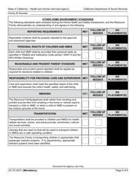 Form LIC03 Resource Family Home Health and Safety Assessment Checklist - California, Page 5