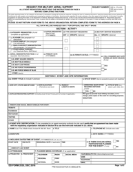 Document preview: DD Form 2535 Request for Military Aerial Support