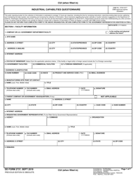 DD Form 2737 Industrial Capabilities Questionnaire