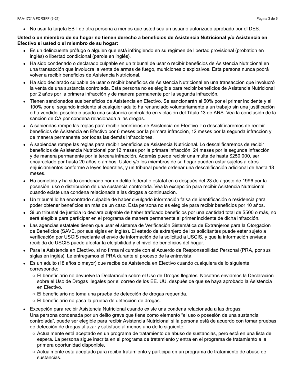Formulario FAA-1724A-S Paginas De Firma De La Solicitud - Arizona (Spanish), Page 3