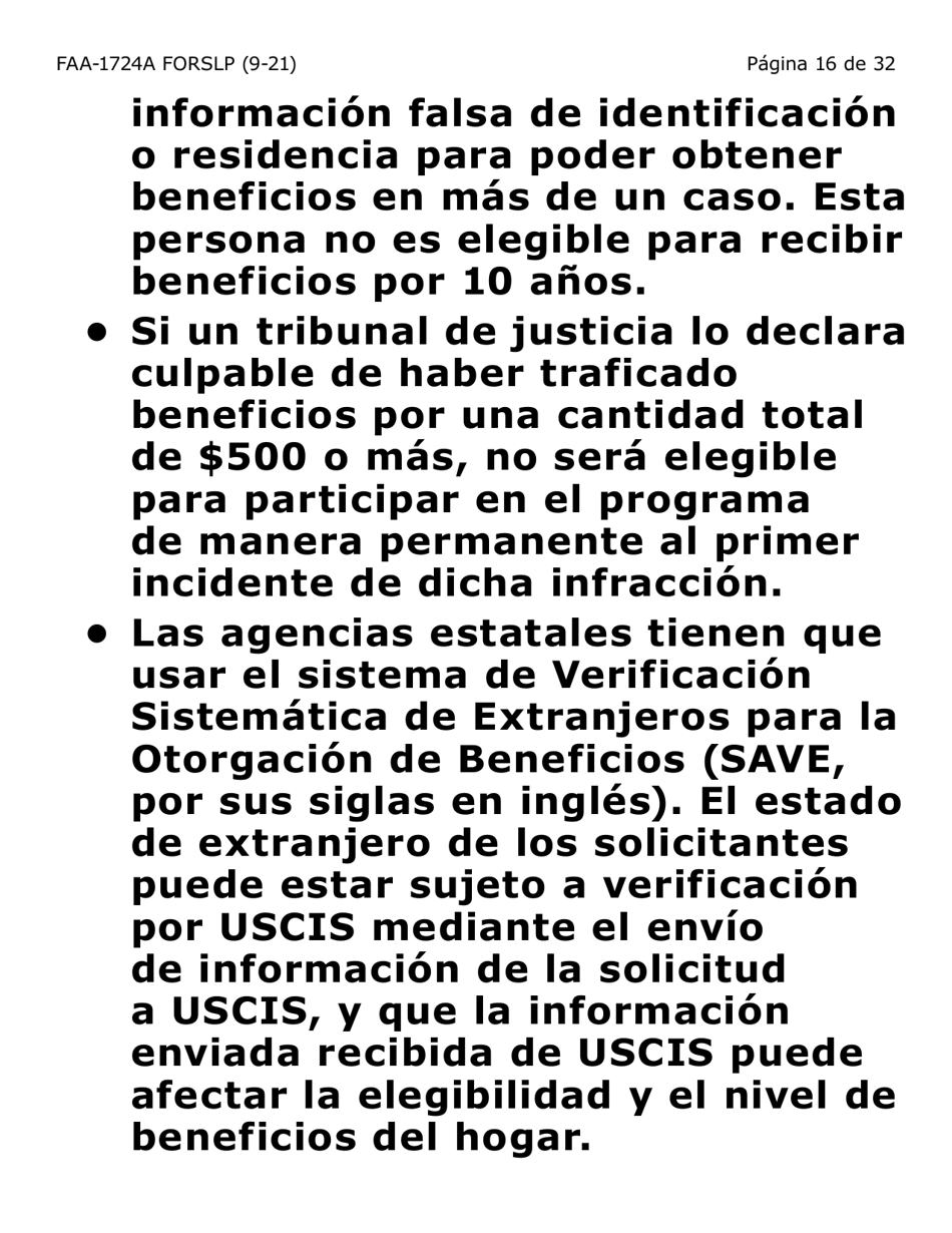Formulario FAA-1724A-SLP Paginas De Firma De La Solicitud (Letra Grande) - Arizona (Spanish), Page 16