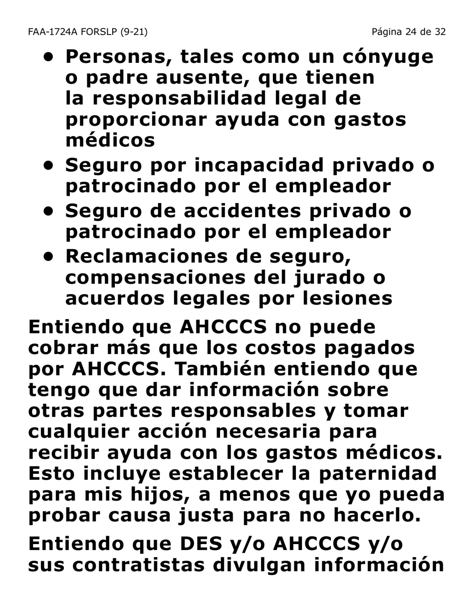 Formulario FAA-1724A-SLP Paginas De Firma De La Solicitud (Letra Grande) - Arizona (Spanish), Page 24