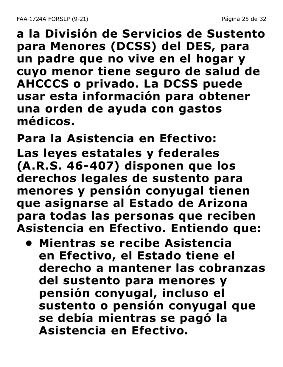 Formulario FAA-1724A-SLP Paginas De Firma De La Solicitud (Letra Grande) - Arizona (Spanish), Page 25