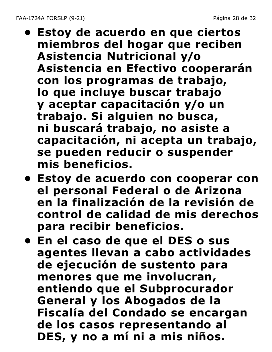 Formulario FAA-1724A-SLP Paginas De Firma De La Solicitud (Letra Grande) - Arizona (Spanish), Page 28