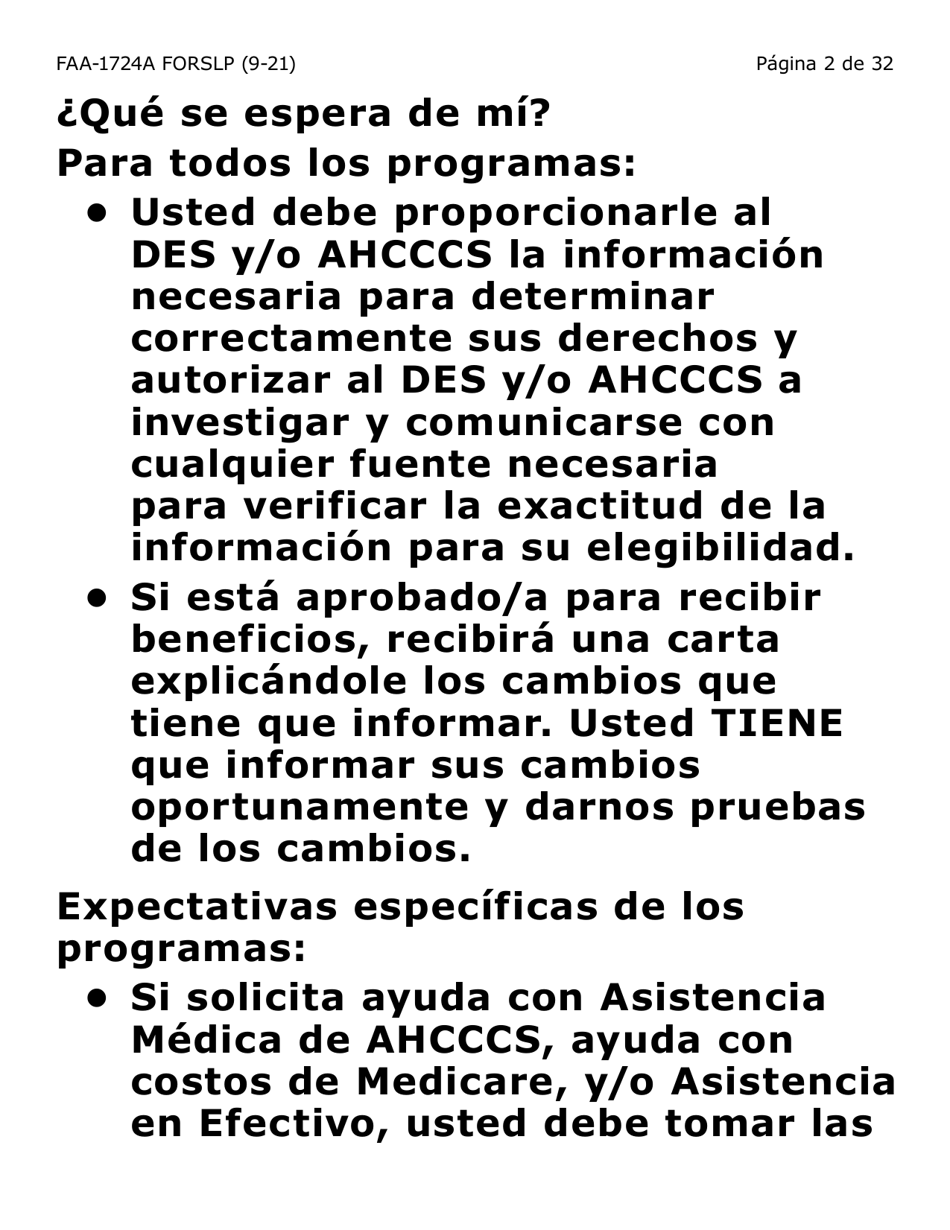 Formulario FAA-1724A-SLP Paginas De Firma De La Solicitud (Letra Grande) - Arizona (Spanish), Page 2
