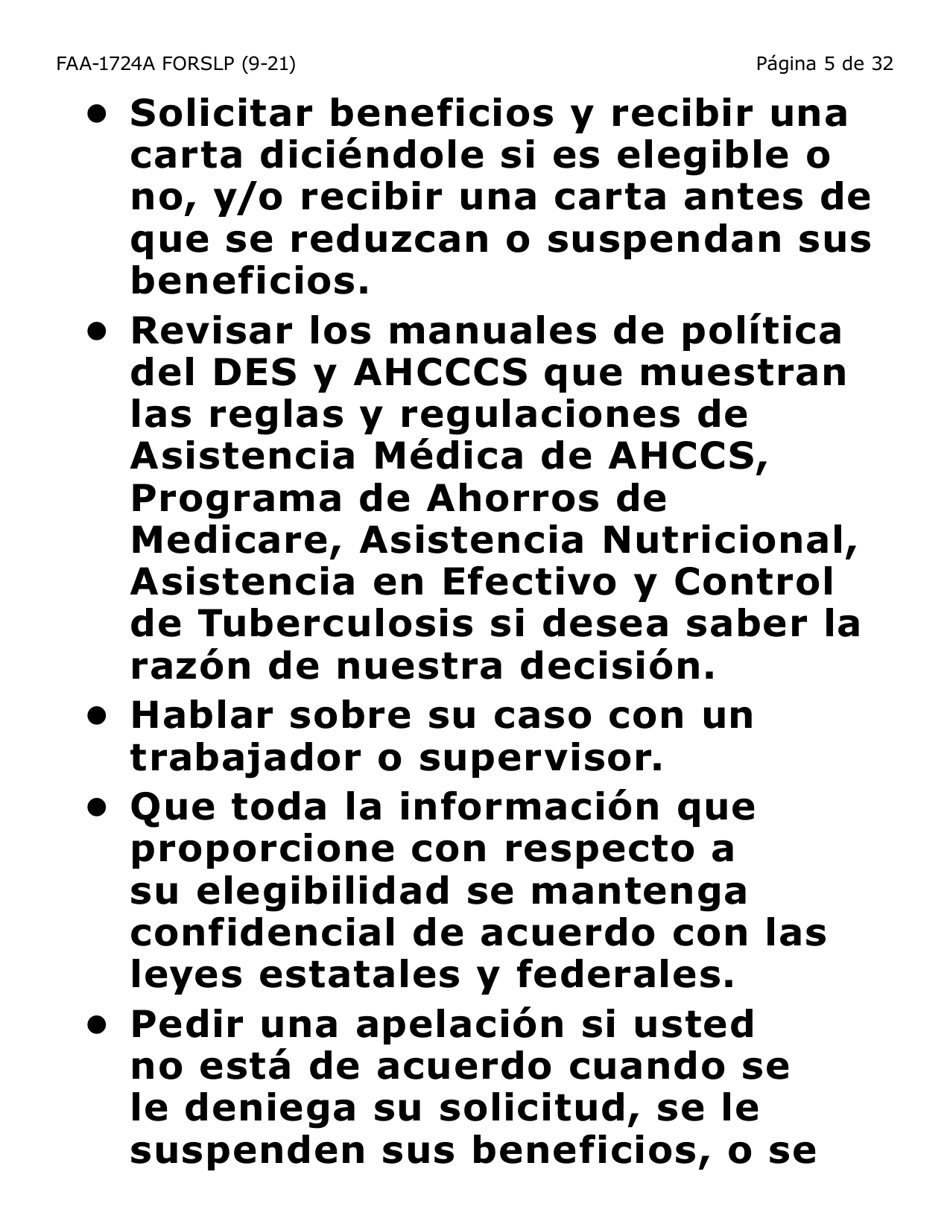 Formulario FAA-1724A-SLP Paginas De Firma De La Solicitud (Letra Grande) - Arizona (Spanish), Page 5