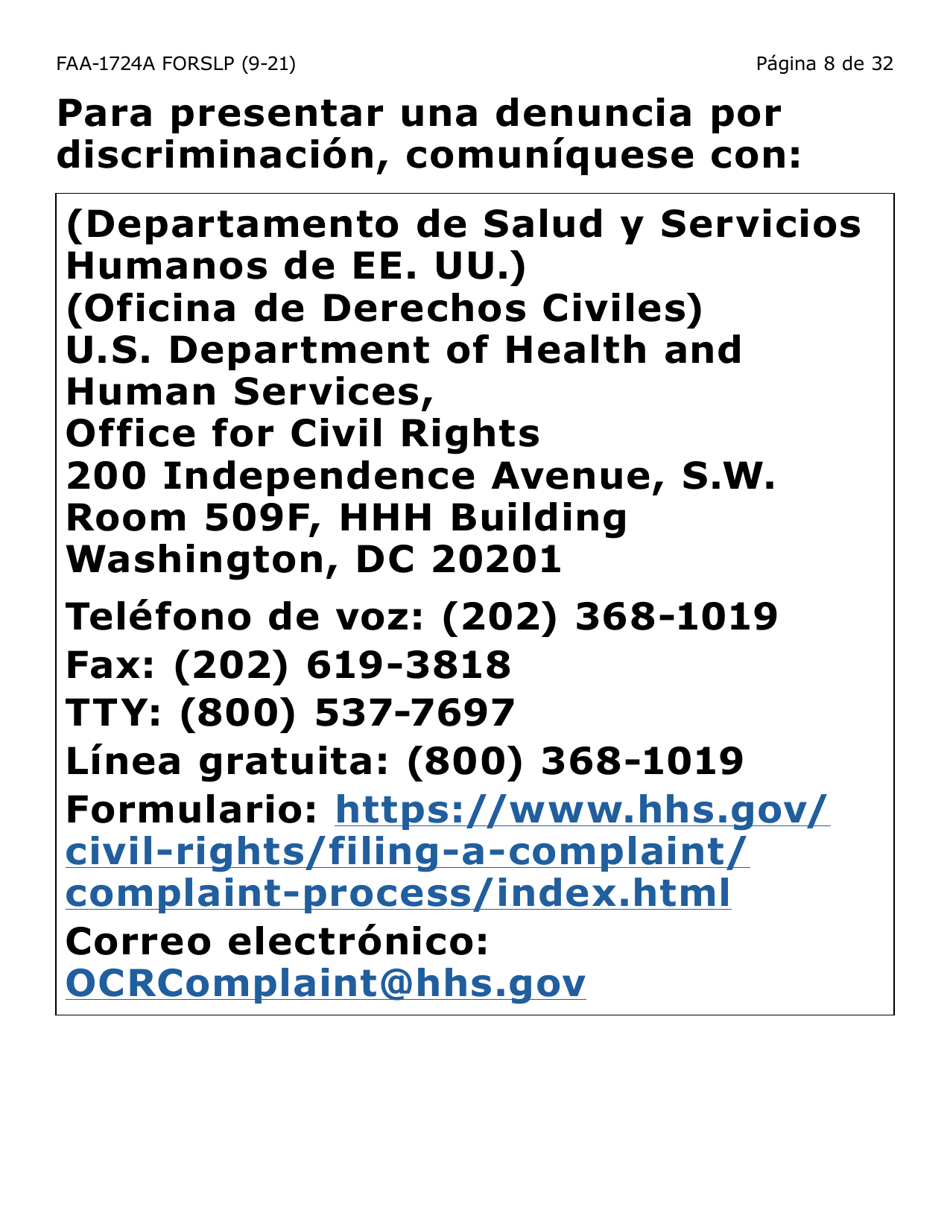 Formulario FAA-1724A-SLP Paginas De Firma De La Solicitud (Letra Grande) - Arizona (Spanish), Page 8