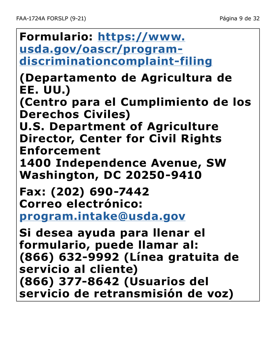 Formulario FAA-1724A-SLP Paginas De Firma De La Solicitud (Letra Grande) - Arizona (Spanish), Page 9