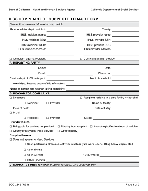 Form SOC2248  Printable Pdf