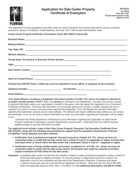 Form DR-5DCP Application for Data Center Property Certificate of Exemption - Florida