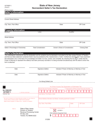 Form GIT/REP-1 Nonresident Seller&#039;s Tax Declaration - New Jersey