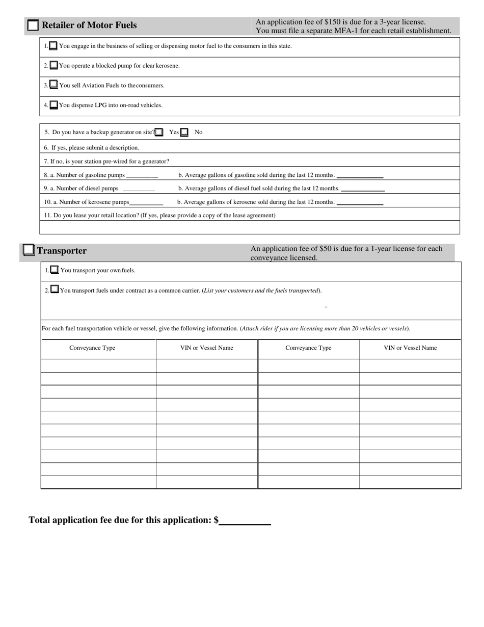 Form MFA-1 Combined Motor Fuels License Application - New Jersey, Page 4