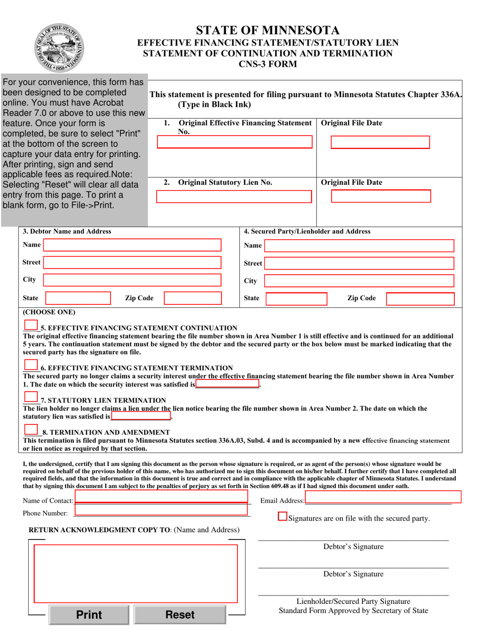 Form CNS3 Download Fillable PDF or Fill Online Effective Financing